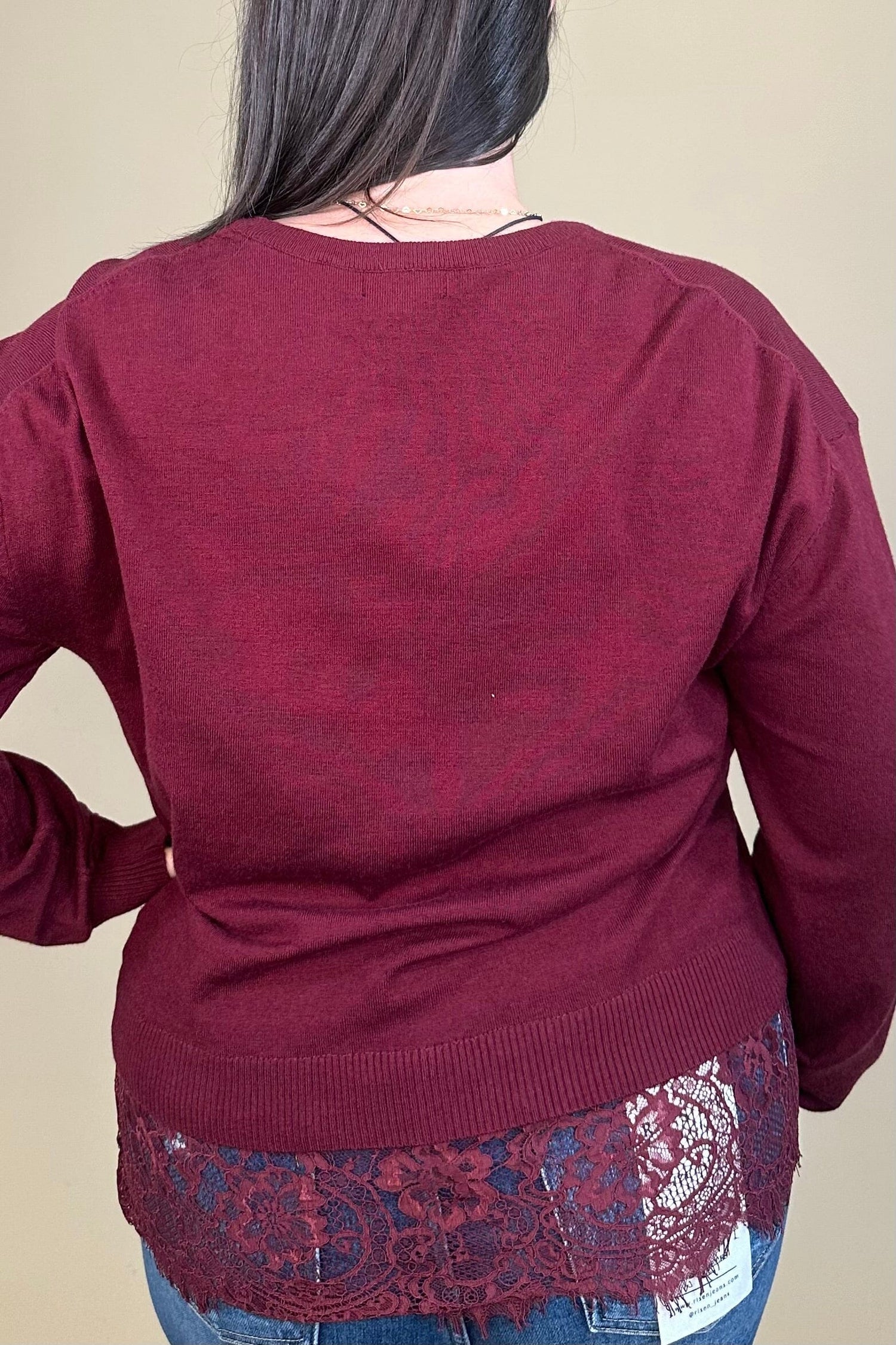 Long Lace Hem Sweater SWEATER:~~Unassigned~~ LOVETREE 