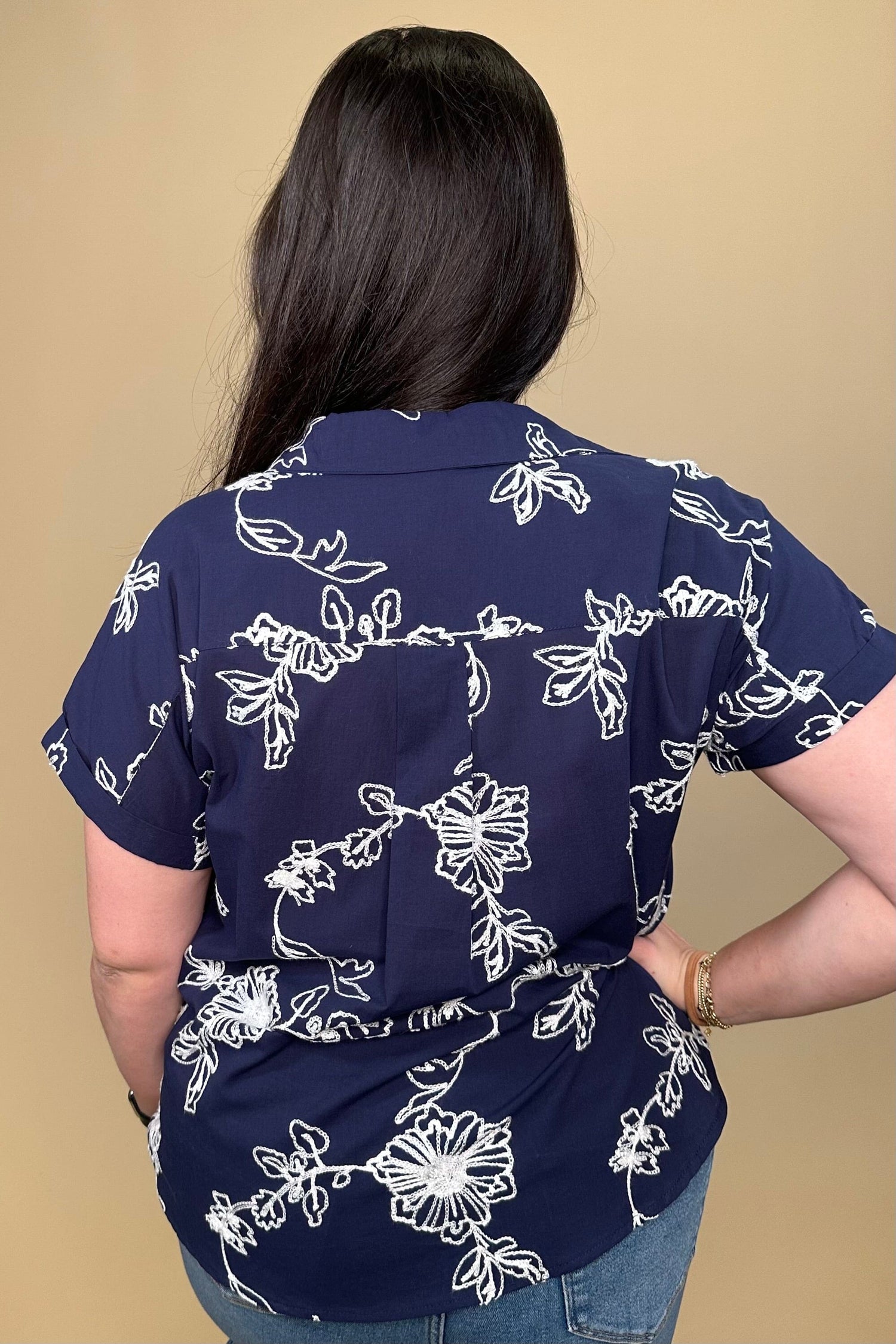Cap Sleeve Button Down w/Collar &amp; Embroidery MISSY TOP SPECIAL ZAC &amp; RACHEL 