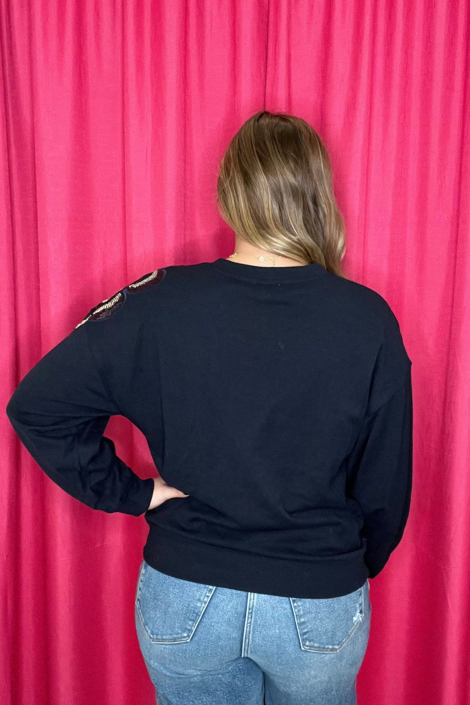 Long Sleeve Crew Neck Beaded Sweatshirt MISSY TOP SPECIAL DEMOCRACY 