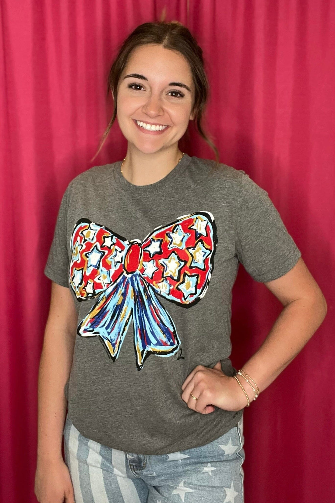 Patriotic Bow T-Shirt MISSY BASIC KNIT K Lane&