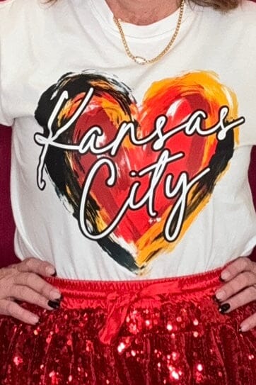 Kansas City Brush Stroke Heart Tee MISSY BASIC KNIT HUSTLE & HEART