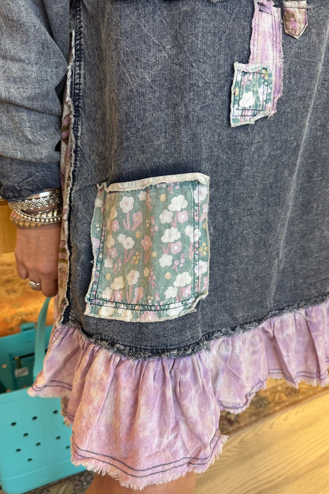 Dress w/Patchwork Detail DRESS BLUEVELVET 