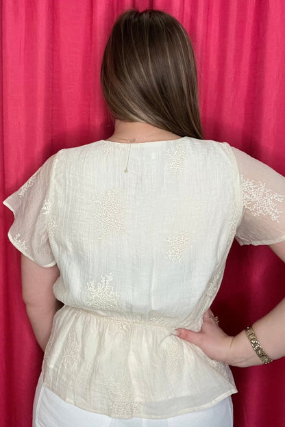 Short Sleeve Wrap Front Woven Top w/Tie MISSY TOP SPECIAL LIVERPOOL 