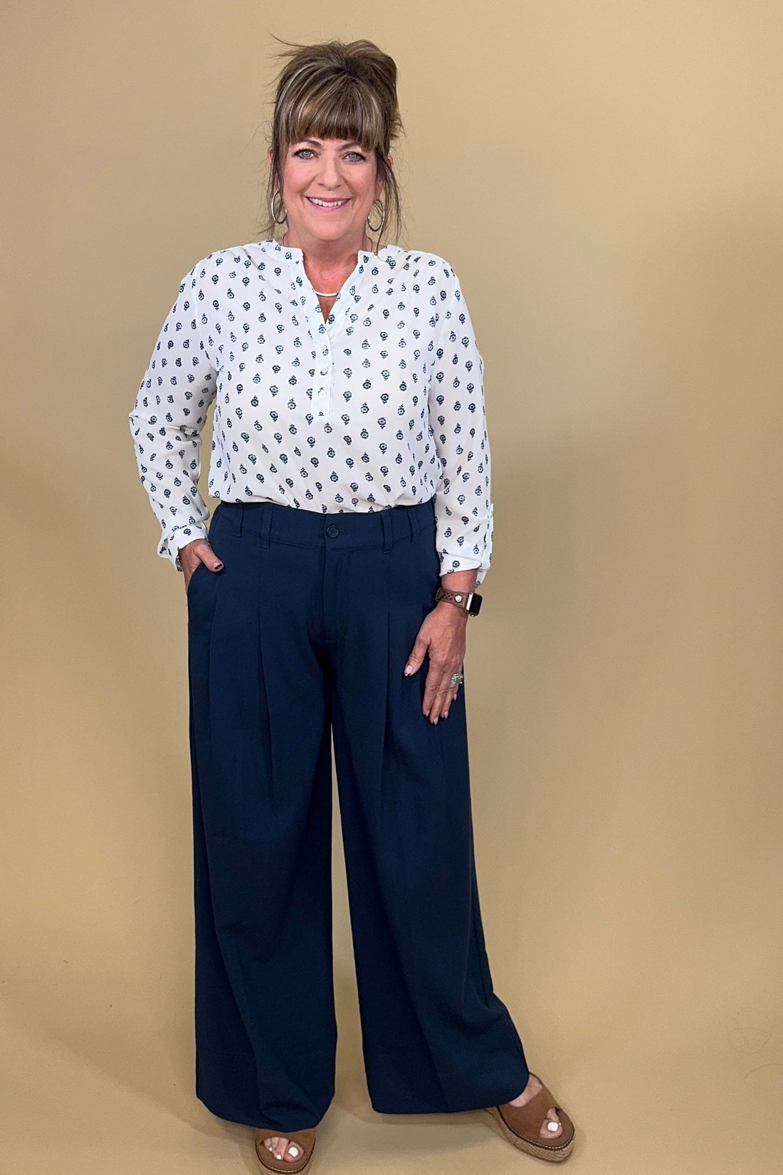High Rise Pleated Wide Leg Trouser BOTTOMS LIVERPOOL 