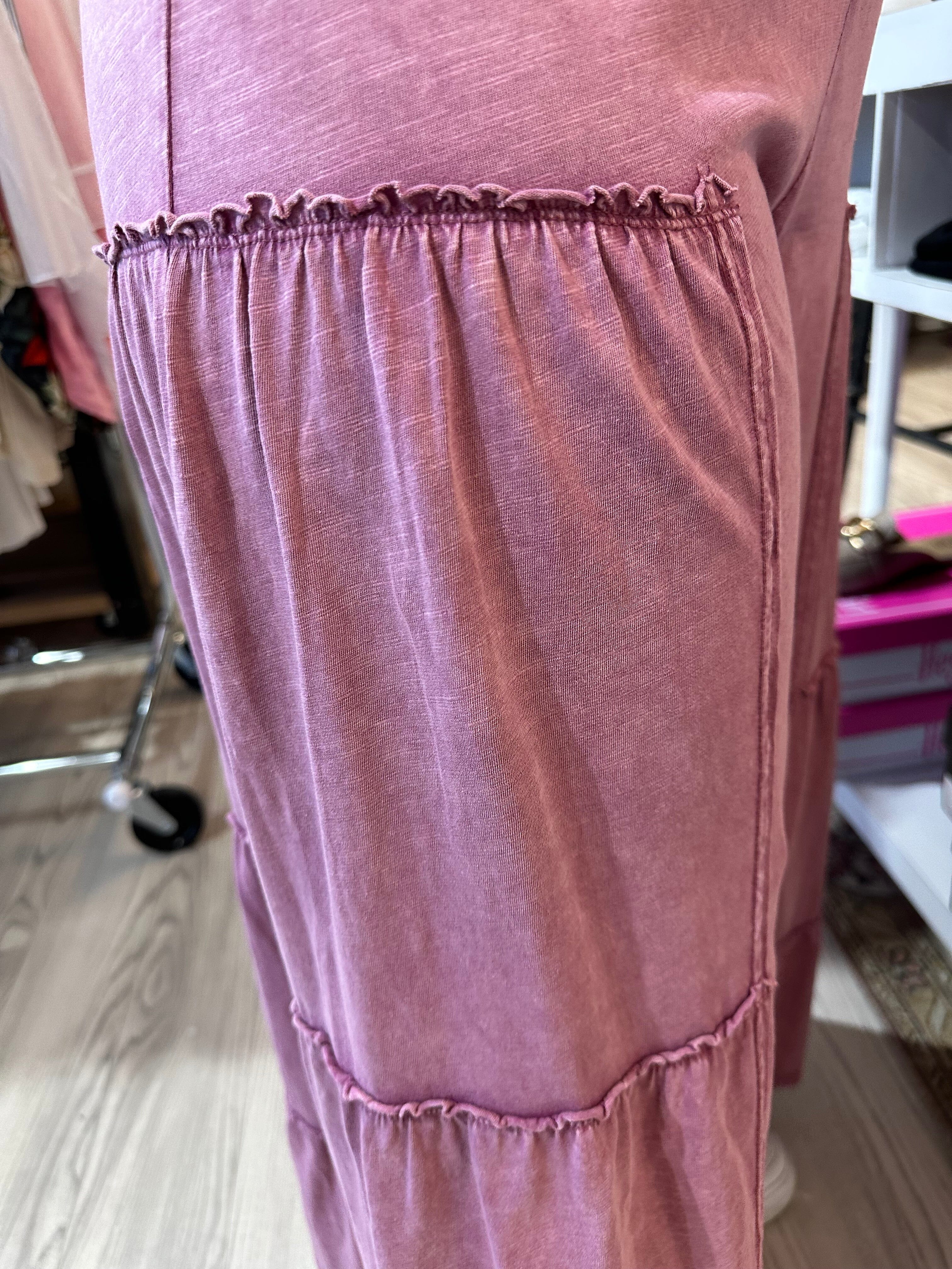 Mineral Washed Tiered Flowy Pants BOTTOMS EASEL 