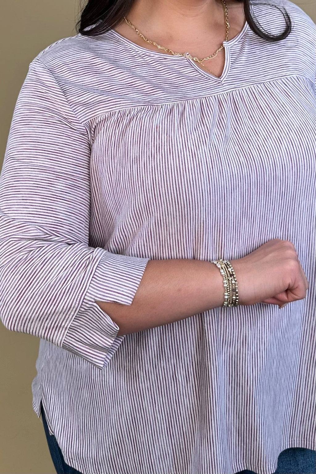 Striped Knit 3/4 Sleeve Top MISSY TOP SPECIAL SOUTHERN LADY 