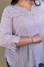 Striped Knit 3/4 Sleeve Top MISSY TOP SPECIAL SOUTHERN LADY 