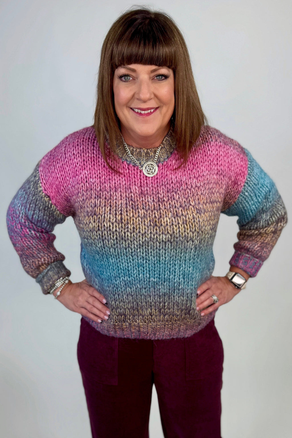 Ombre Crew Neck Sweater SWEATER:~~Unassigned~~ POL CLOTHING 