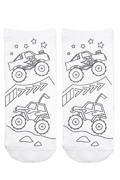 Monster Truck Coloring Socks GIFT/OTHER LIVINGROYAL 