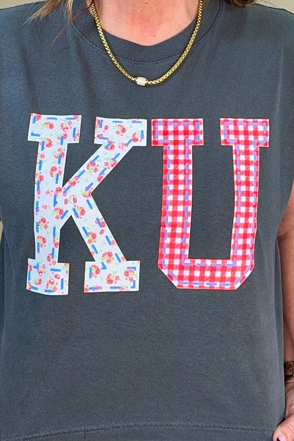 KU Jayhawks Quilted Puff Ink MISSY BASIC KNIT LIVYLU 