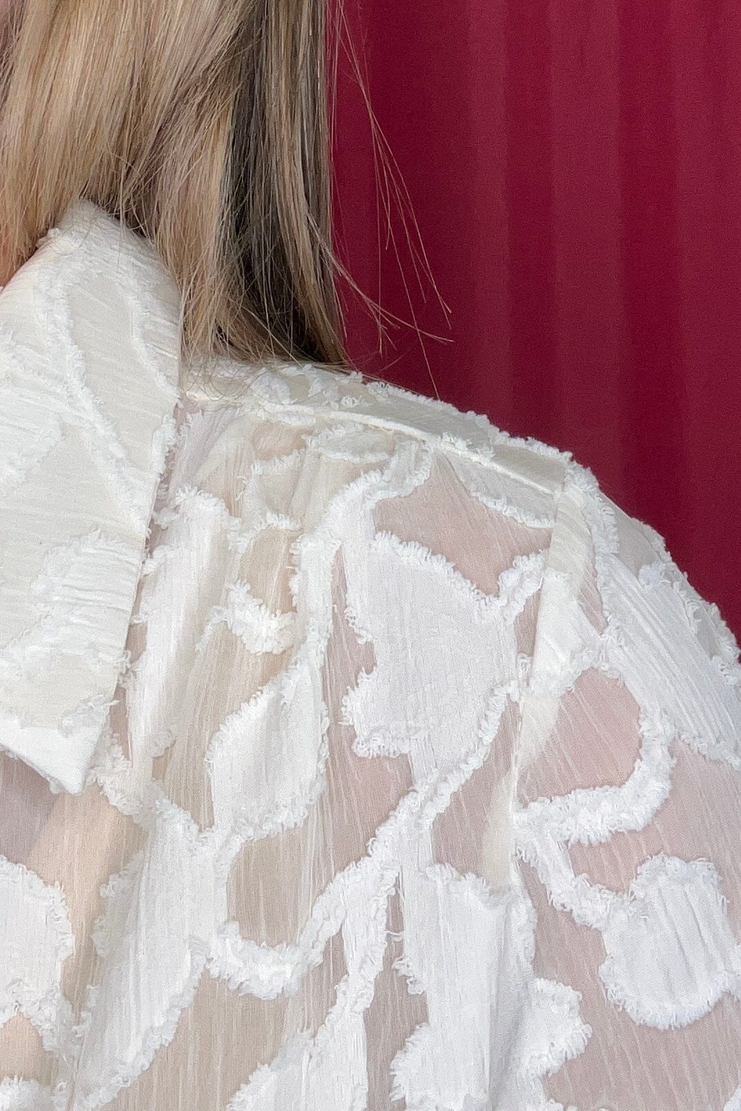 Long Sleeve Textured V-Neck Blouse JR TOP DRESSY ALLIE &amp; ROSE 
