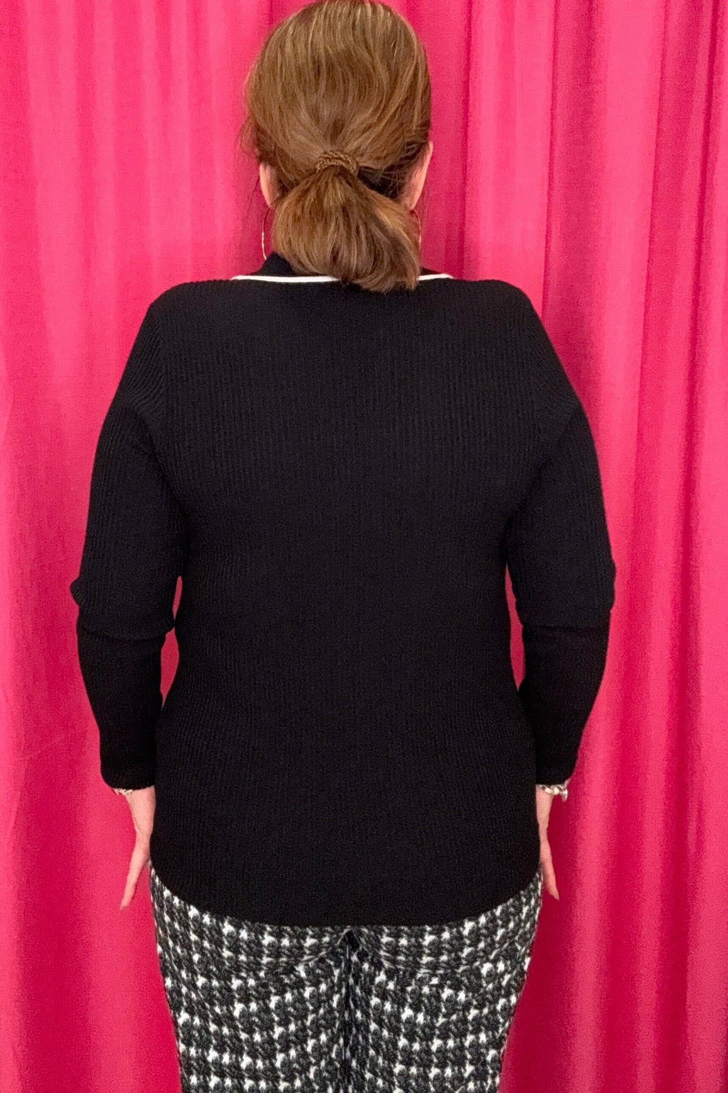 Long Sleeve V-Neck Collared Sweater MISSY TOP SPECIAL LIVERPOOL 