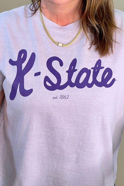 KSU Wildcats Bold Script Ellie Tee MISSY BASIC KNIT LIVYLU 
