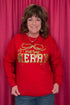 Long Sleeve Crew Neck Very Merry Sweatshirt MISSY BASIC KNIT SUGAR STITCH 