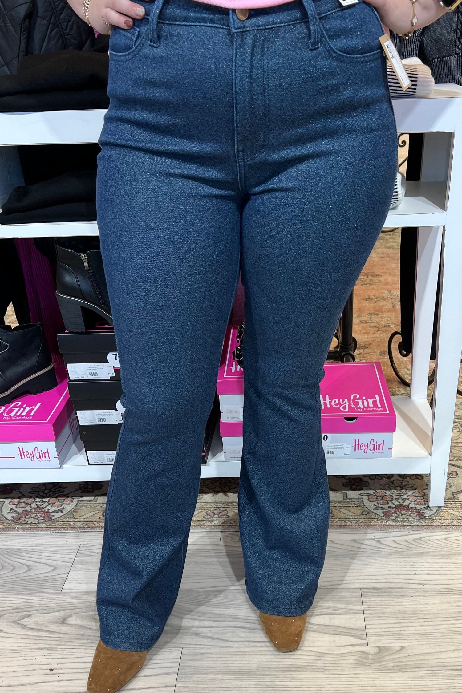 High Waist Sparkle Flare Leg 33"Inseam BOTTOMS JUDY BLUE 