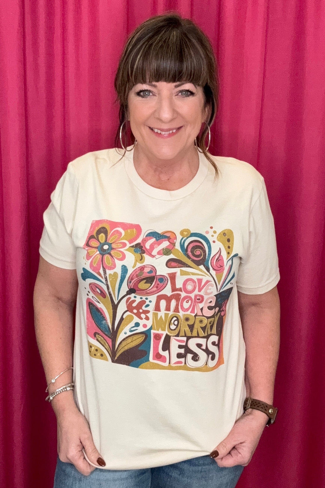 Love More Worry Less T-Shirt MISSY BASIC KNIT REBELROSE/ATTITUDETEES 