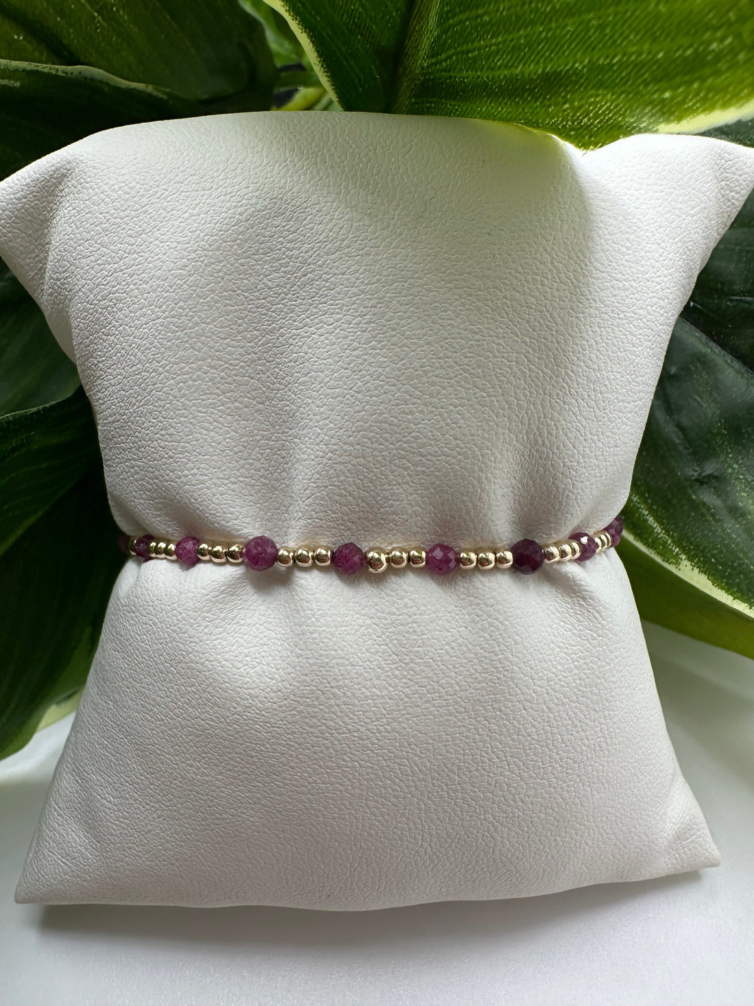 Enewton Gemstone Gold Sincerity Pattern 3mm Bead Bracelet- Ruby JEWELRY ENEWTON 