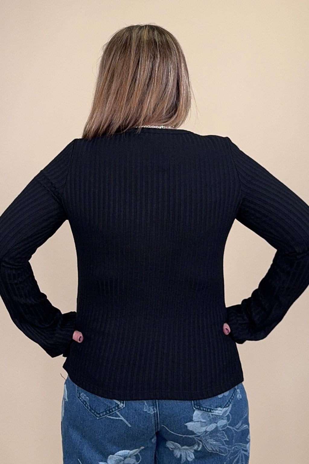 Long Sleeve Scoop Neck Black Knit Top MISSY BASIC KNIT LIVERPOOL 