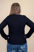 Long Sleeve Scoop Neck Black Knit Top MISSY BASIC KNIT LIVERPOOL 