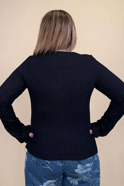 Long Sleeve Scoop Neck Black Knit Top MISSY BASIC KNIT LIVERPOOL 