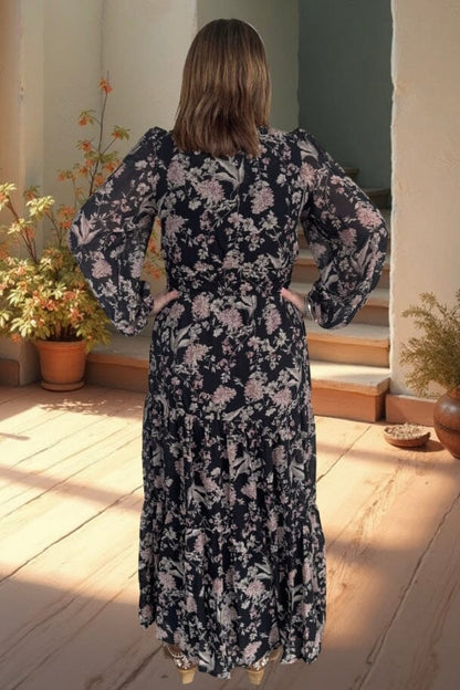 Long Sleeve Printed Maxi Dress DRESS SHE&amp;SKY 