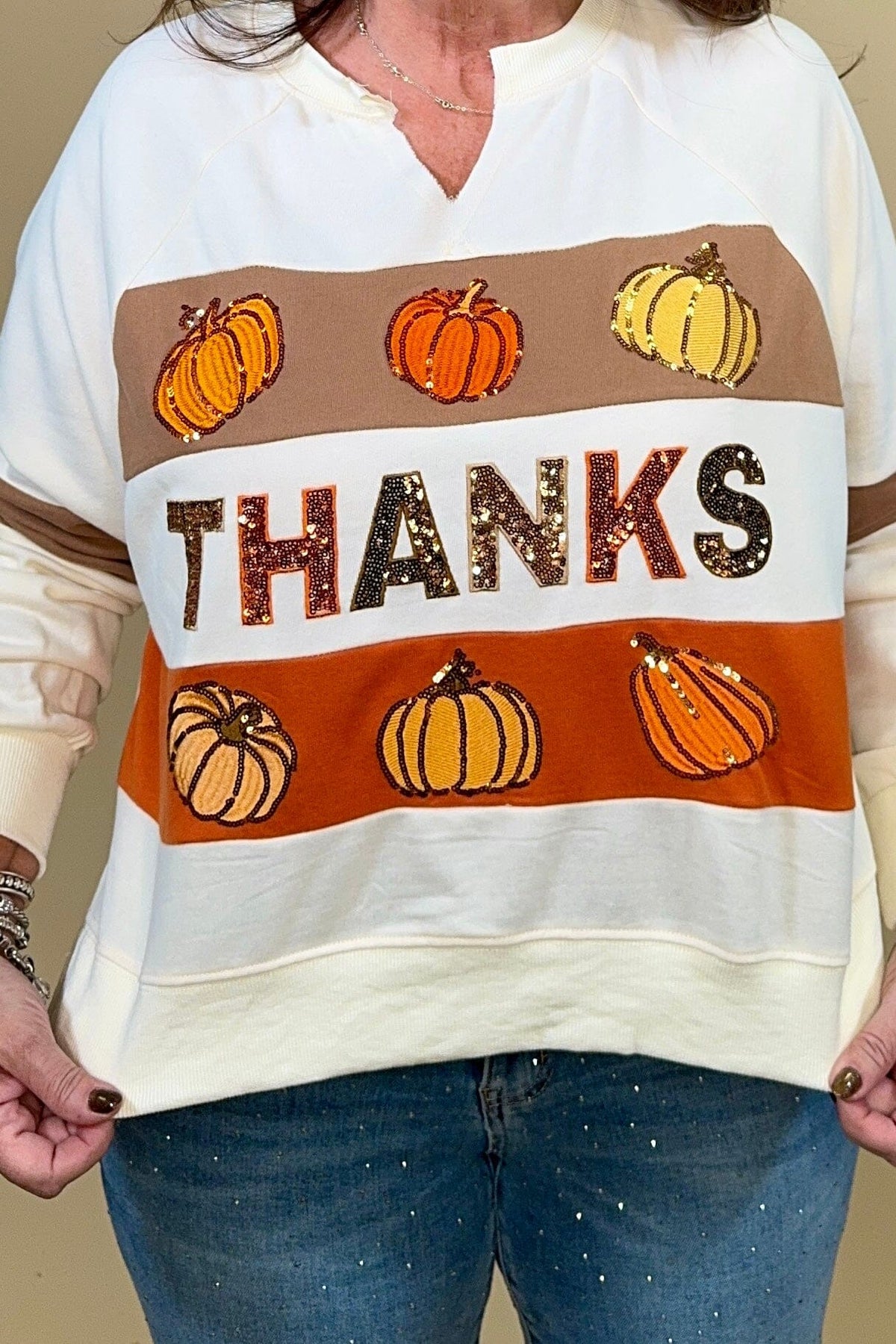Thanks Pumpkin Pullover JRTOP CASUAL TOP:~~Unassigned~~ JESS LEA 