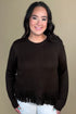 Crew Neck Sweater w/ Fringe Hem MISSY TOP SPECIAL CHARLIEB 