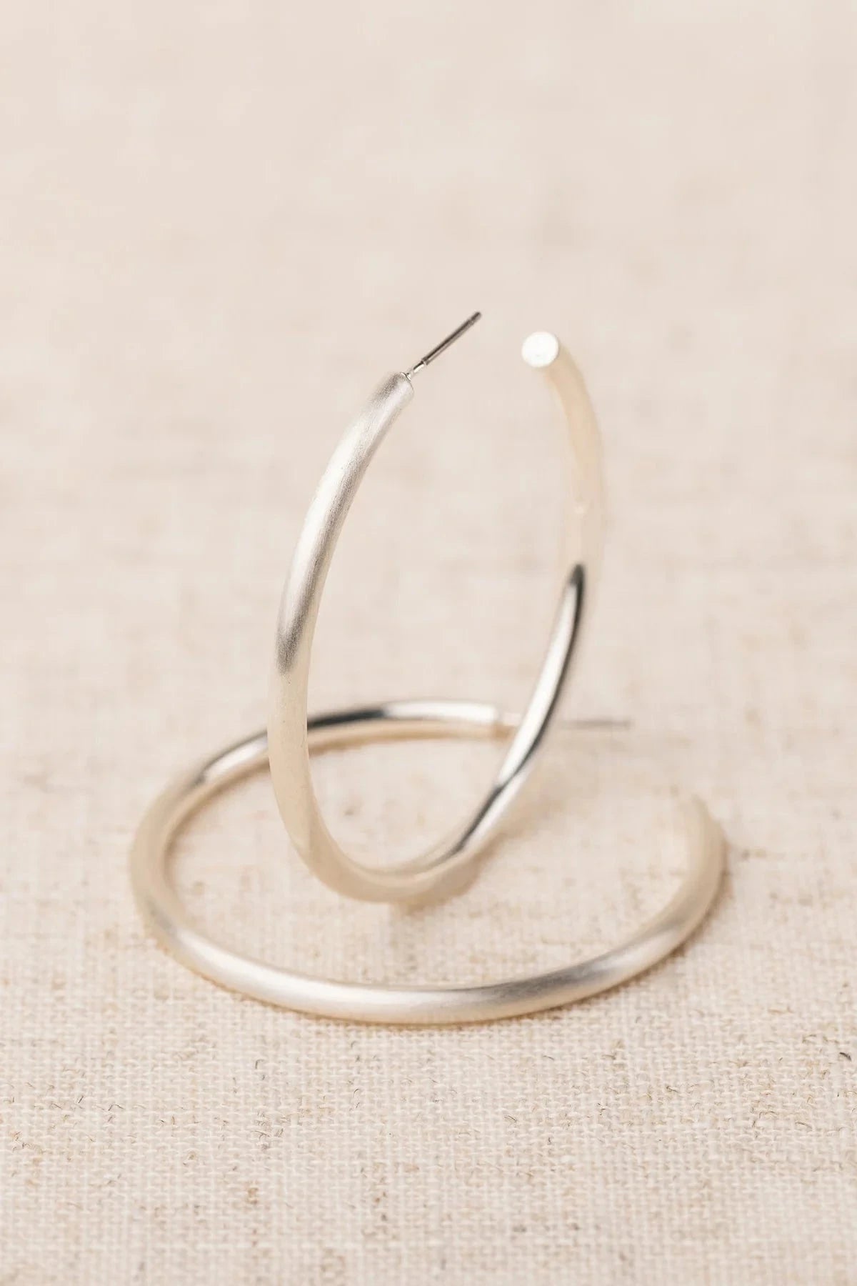 Estonia Brushed Silver Hoop Earrings JEWELRY MICHELLE MCDOWELL 