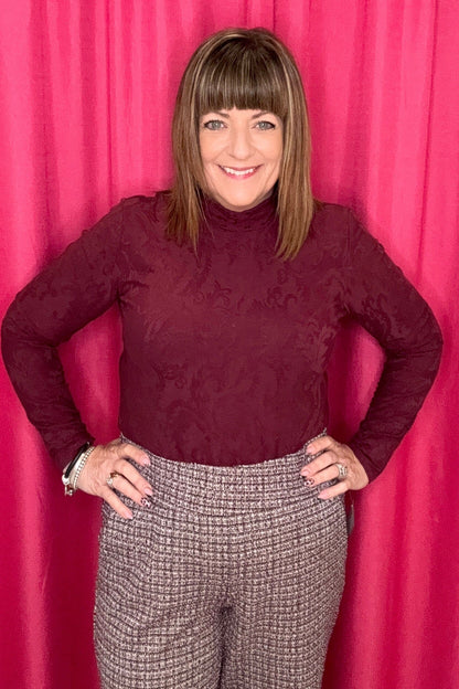 Long Sleeve Mock Neck Top MISSY BASIC KNIT TRIBAL 