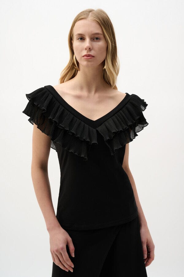 Sleeveless V-Neck Pleated Ruffle Top MISSY TOP SPECIAL JOSEPH RIBKOFF