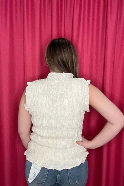 Cap Sleeve Ruffle Top w/Embroidered Flowers JR TOP DRESSY EASEL 