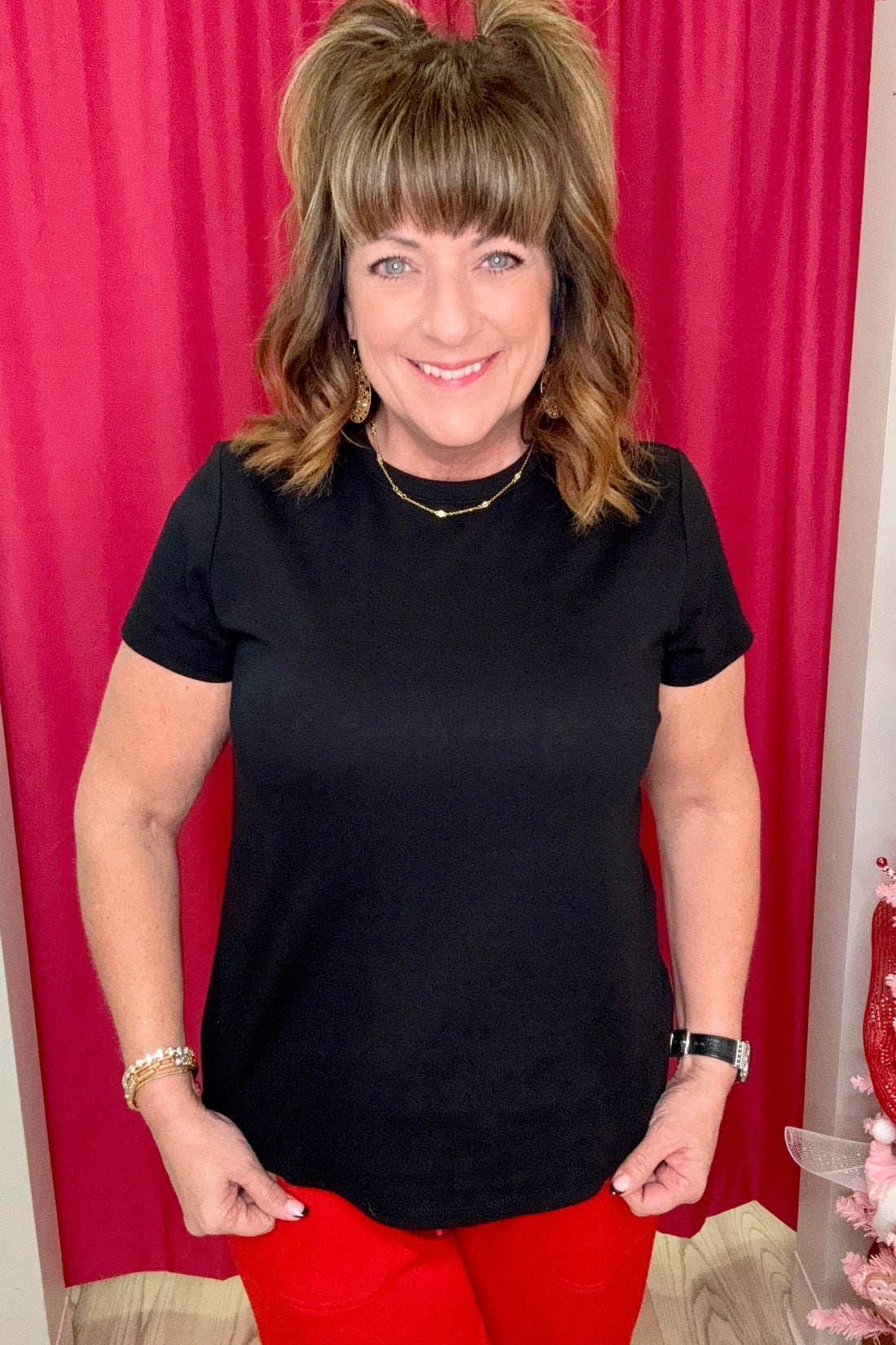 Short Sleeve Crew Neck Kint Tee MISSY BASIC KNIT LIVERPOOL BLK XS 