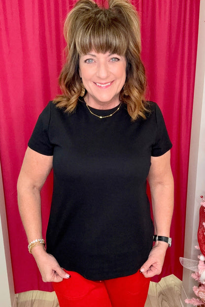 Short Sleeve Crew Neck Kint Tee MISSY BASIC KNIT LIVERPOOL BLK XS 