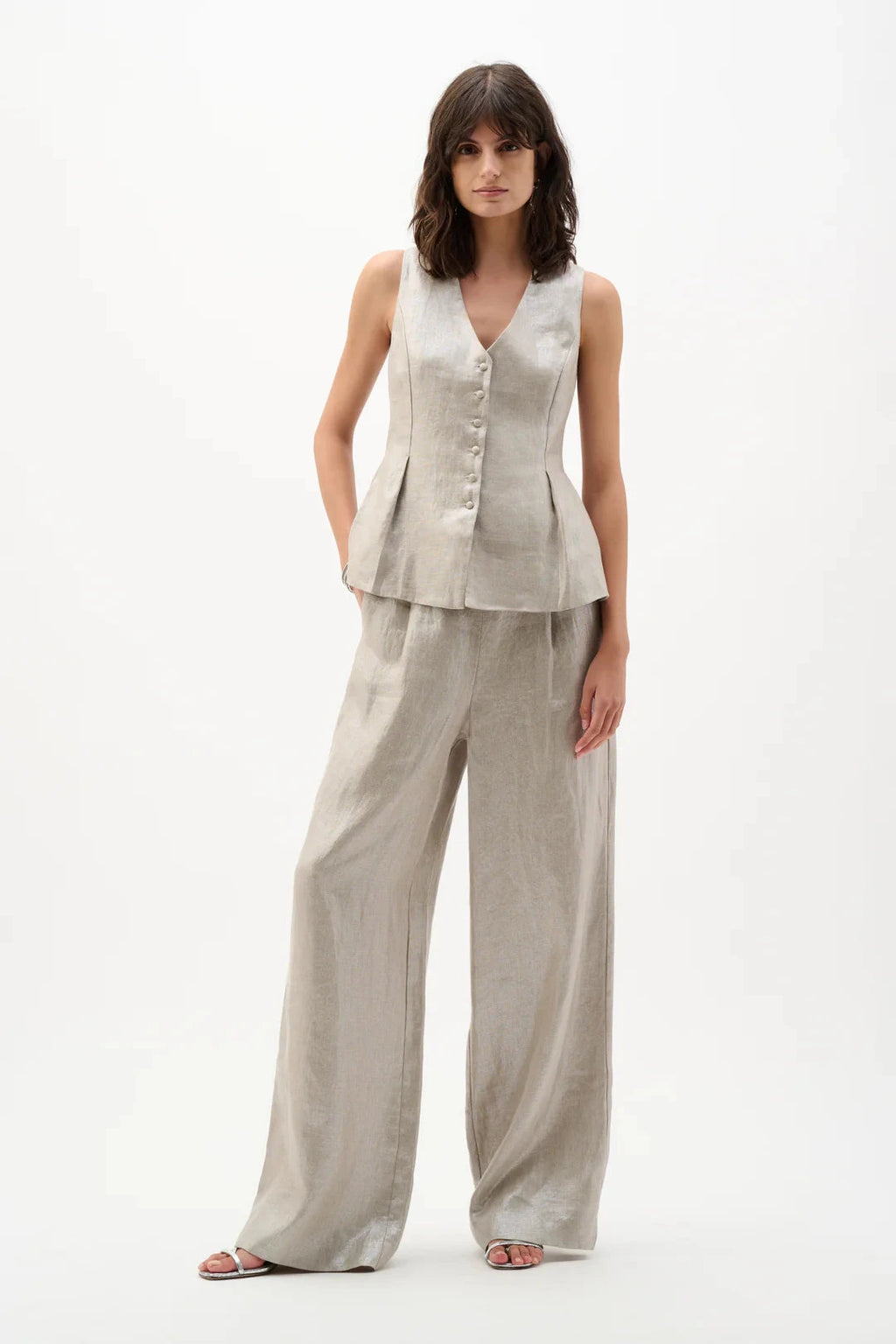 Button Down Peplum Mettalic Vest MISSY TOP SPECIAL JOSEPH RIBKOFF 