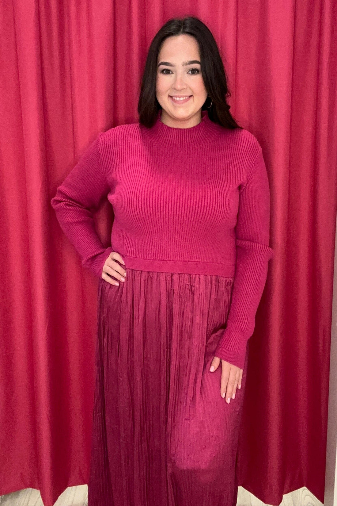 Long Sleeve Twofer Maxi Dress w/Lining DRESS TRIBAL