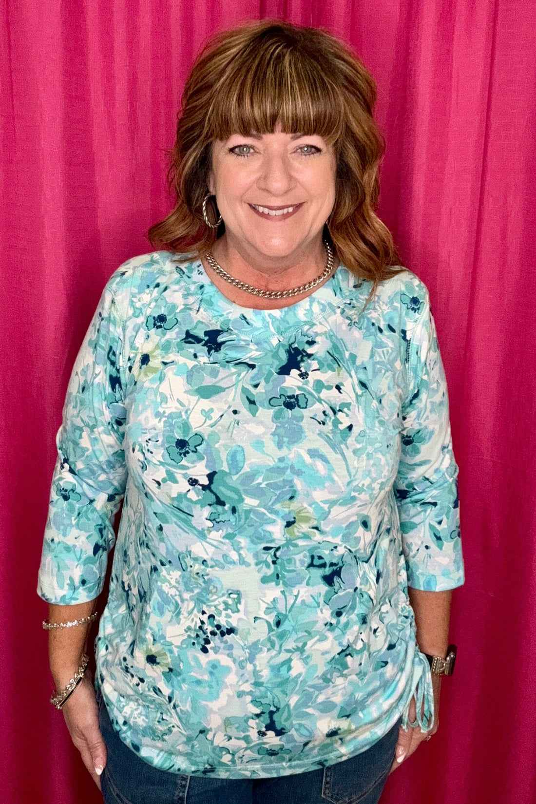Scoop Neck 3/4 Sleeve w/Side Tie MISSY TOP SPECIAL SOUTHERN LADY 