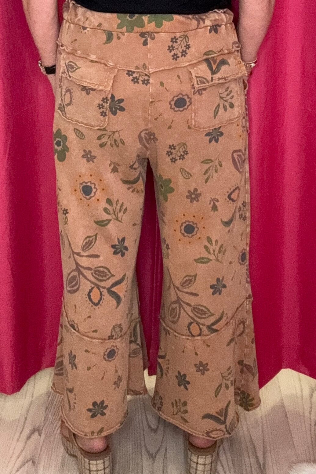 Printed Pull On Bell Bottom Pant BOTTOMS EASEL