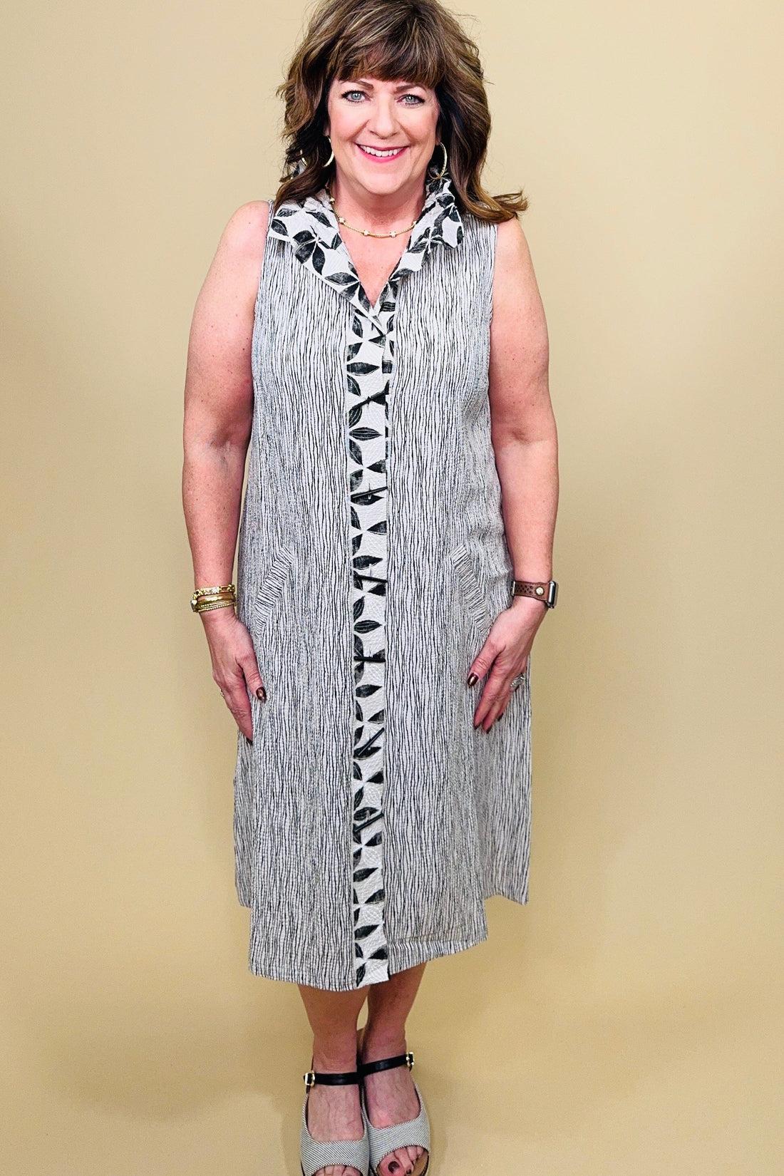 Crinkle Crepe Floral Tank Dress w/Ruffle Collar DRESS HABITAT 