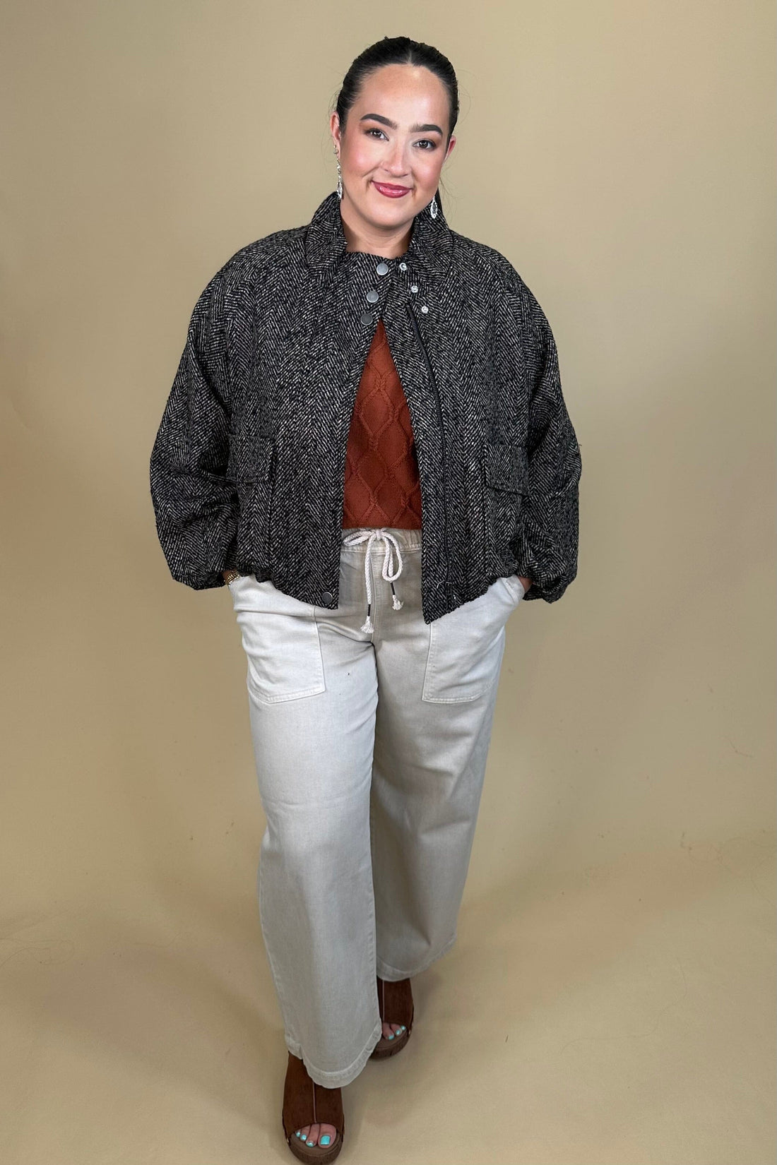 Zip Up Jacket w/ Bubble Hem JACKET:~~Unassigned~~ DEMOCRACY