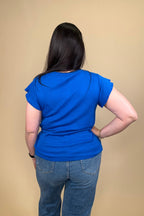 Short Ruffle Sleeve Scoop Neck Top MISSY BASIC KNIT ZAC & RACHEL 