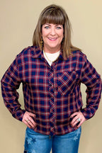 Long Sleeve Plaid Button Down MISSY TOP SPECIAL ZAC & RACHEL 