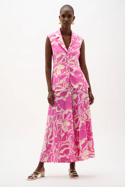Silky Knit Floral Print Culotte Pants