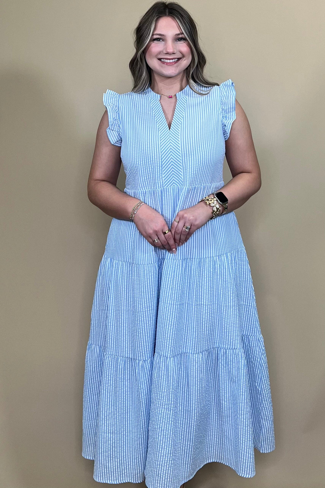 Kari Short Ruffle Sleeve Dress DRESS MARYSQUARE