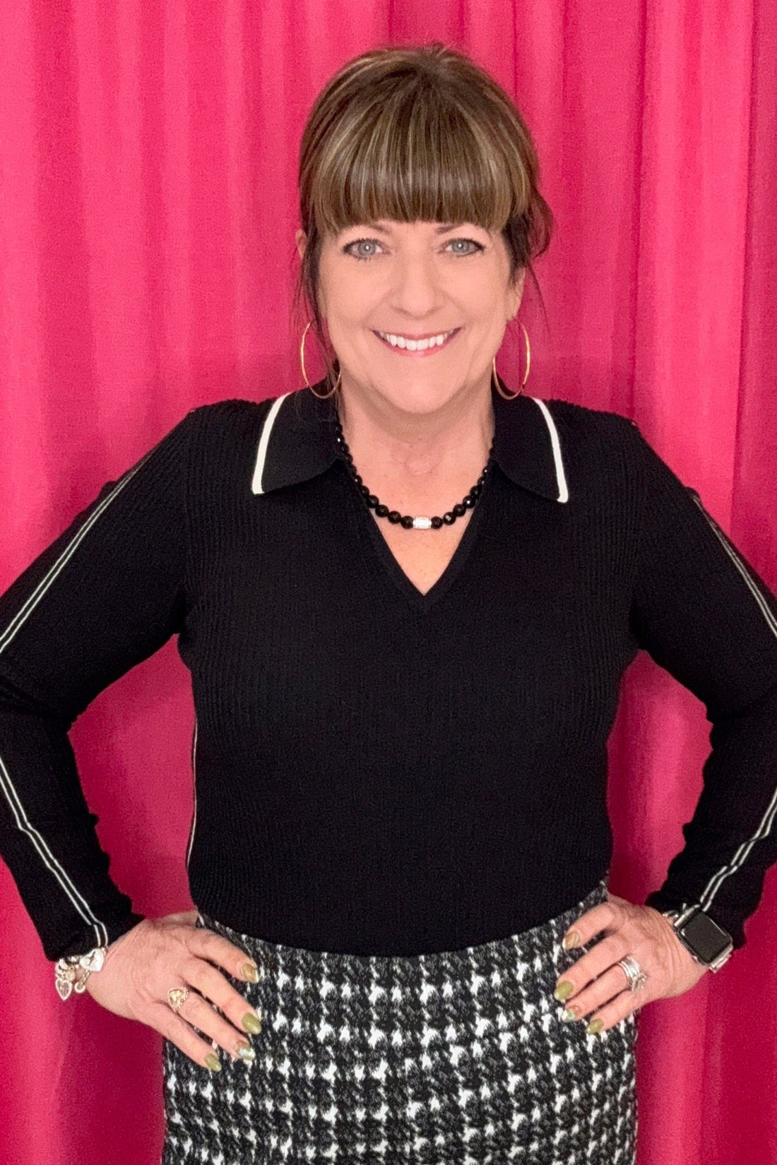 Long Sleeve V-Neck Collared Sweater MISSY TOP SPECIAL LIVERPOOL 