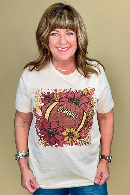 Football Flowers Graphic Tee MISSY BASIC KNIT REBELROSE/ATTITUDETEES 