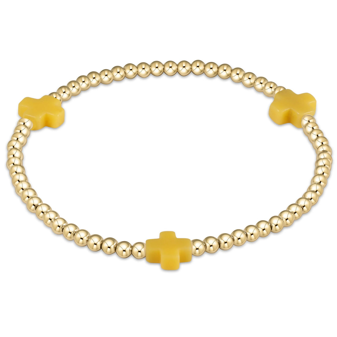 Enewton Signature Cross Gold Pattern 3mm Bead Bracelet- Canary