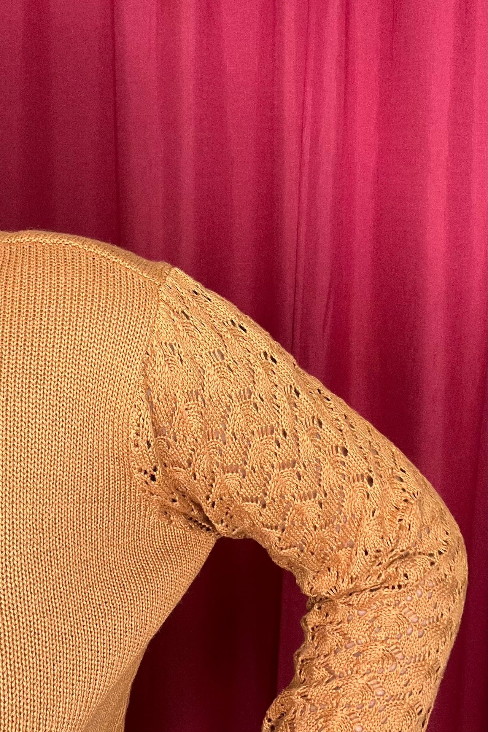 Long Crocheted Sleeve Scoop Neck SWEATER SOUTHERN LADY 