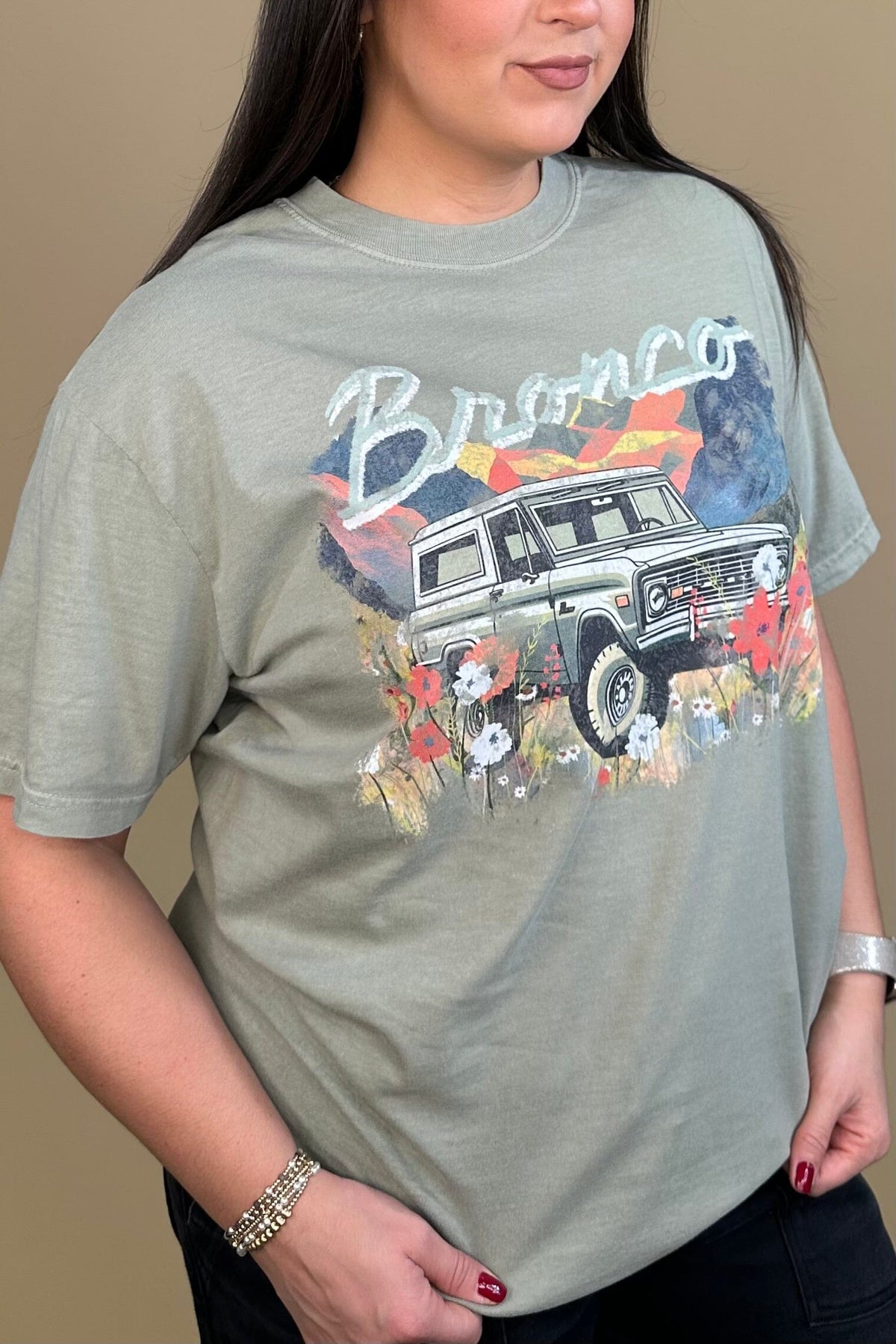 Floral Bronco Graphic Tee MISSY BASIC KNIT:~~Unassigned~~ CHAUDOIN 