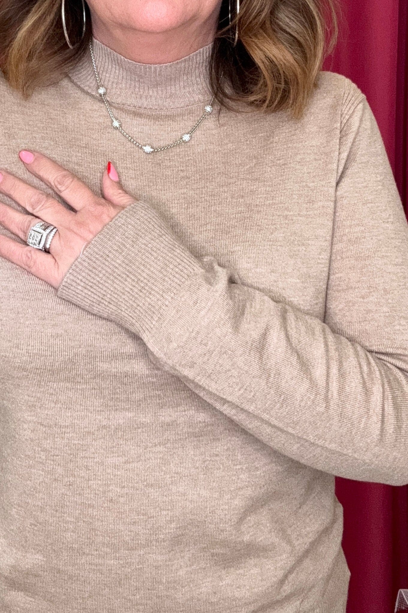 Long Sleeve Mock Neck Sweater SWEATER KEREN HART 