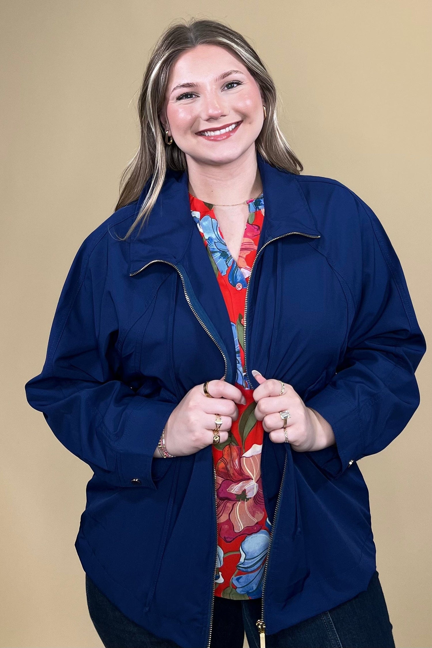 Zip Up Wind Breaker w/Hood &amp; Pockets JACKET DEAR SCARLETT 